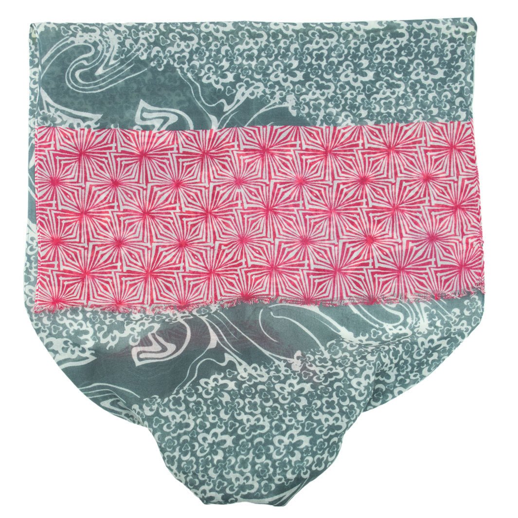 Hijab Kopftuch- Partita in Sunset Rot mit Grau