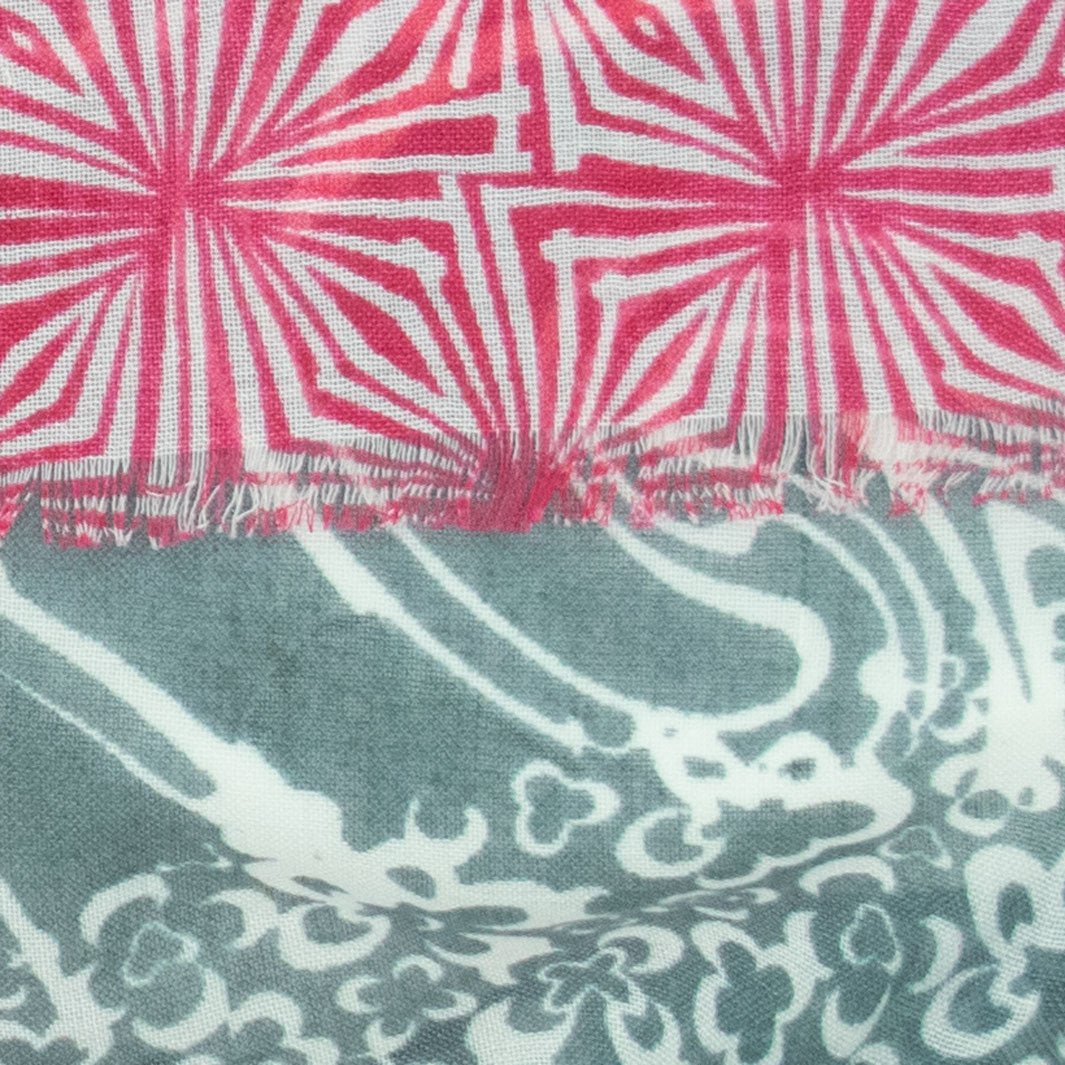 Hijab Kopftuch- Partita in Sunset Rot mit Grau