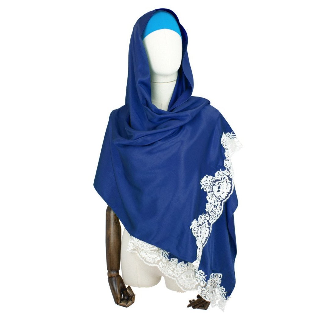 Hijab Style Lace Kopftuch Deep-Blue
