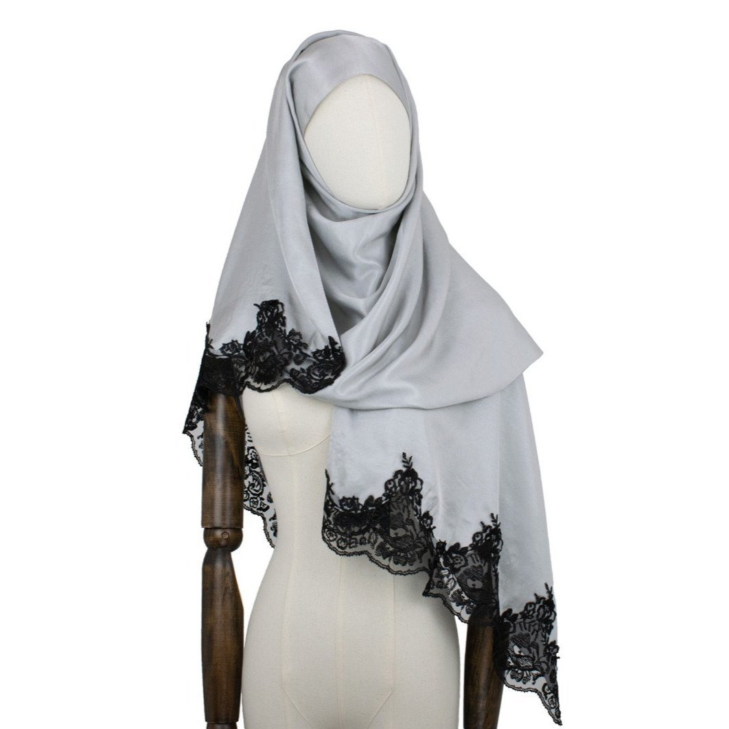 Hijab Style Lace Kopftuch, Silber