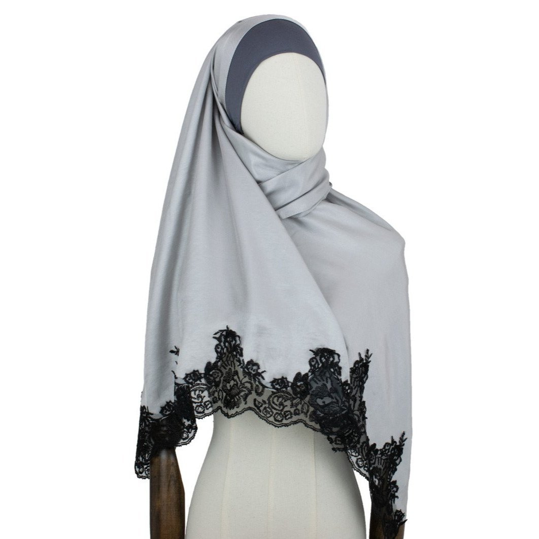 Hijab Style Lace Kopftuch, Silber