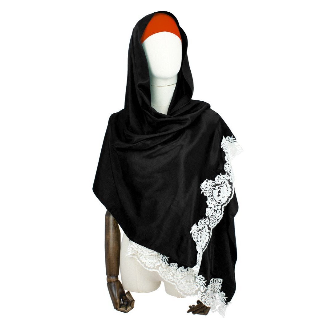 Hijab Style Lace Kopftuch in Schwarz Weiß