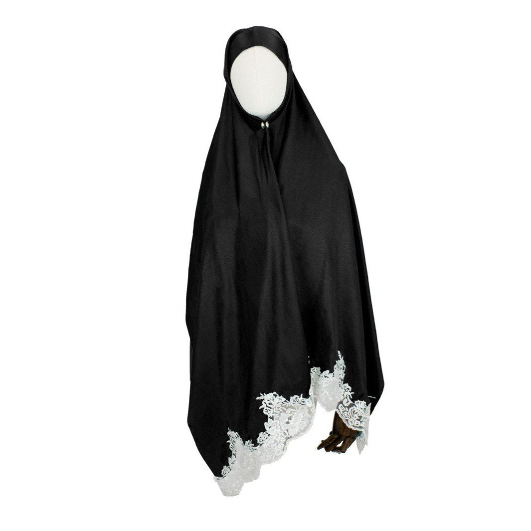 Hijab Style Lace Kopftuch in Schwarz Weiß