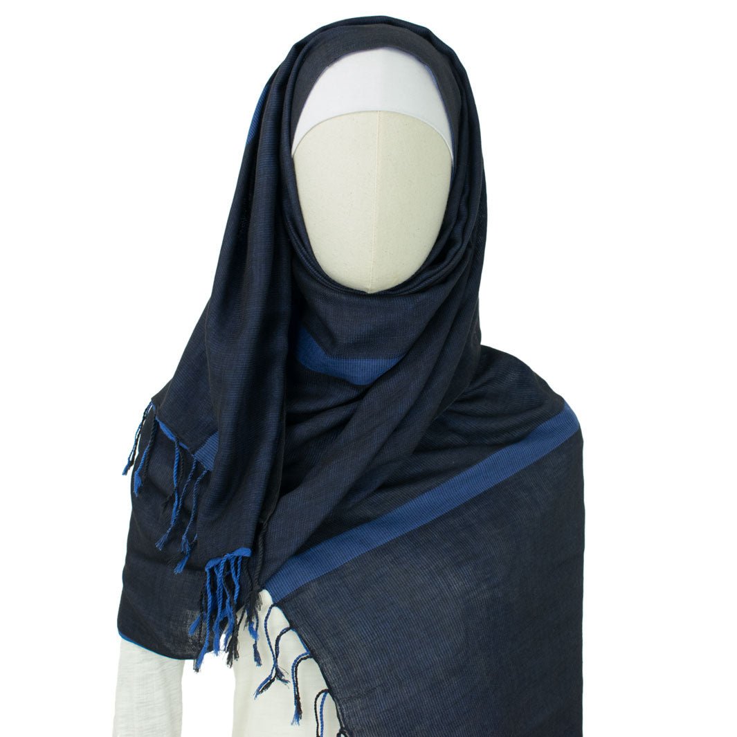 Viskose-Baumwolle Hijab -Sovran Black and Blue